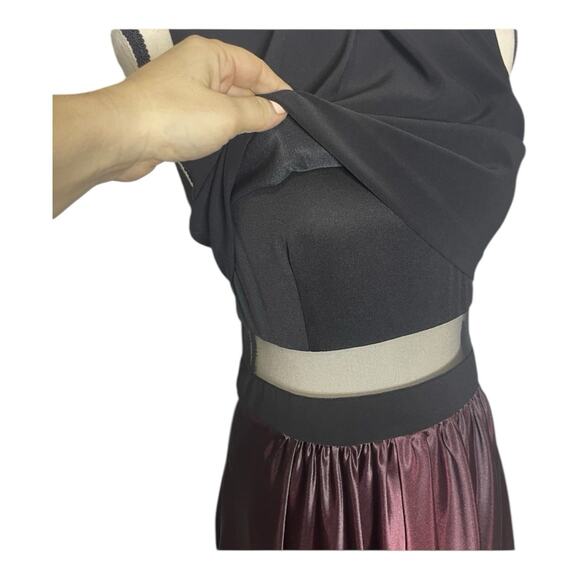 Betsy Adam Prom Dress/Gown Goth/Formal Ball Gown Split Ombre Mesh Black Red Sz 6 - Picture 3 of 10